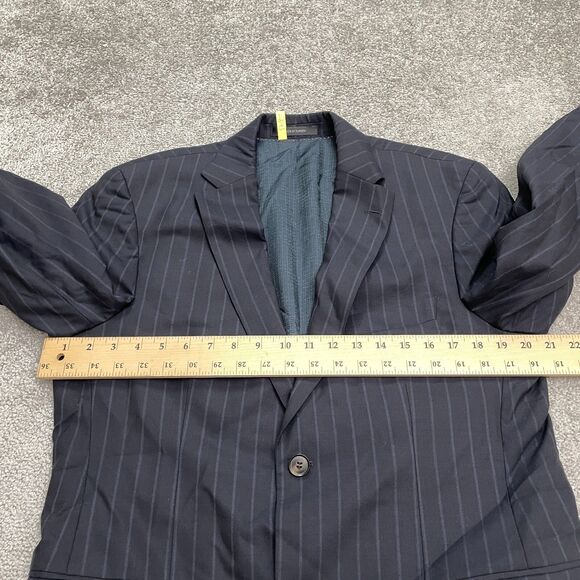 Boss Hugo Boss Super 120 Wool Blazer Suit Jacket Mens 38R Navy Blue Striped Work - Picture 11 of 13